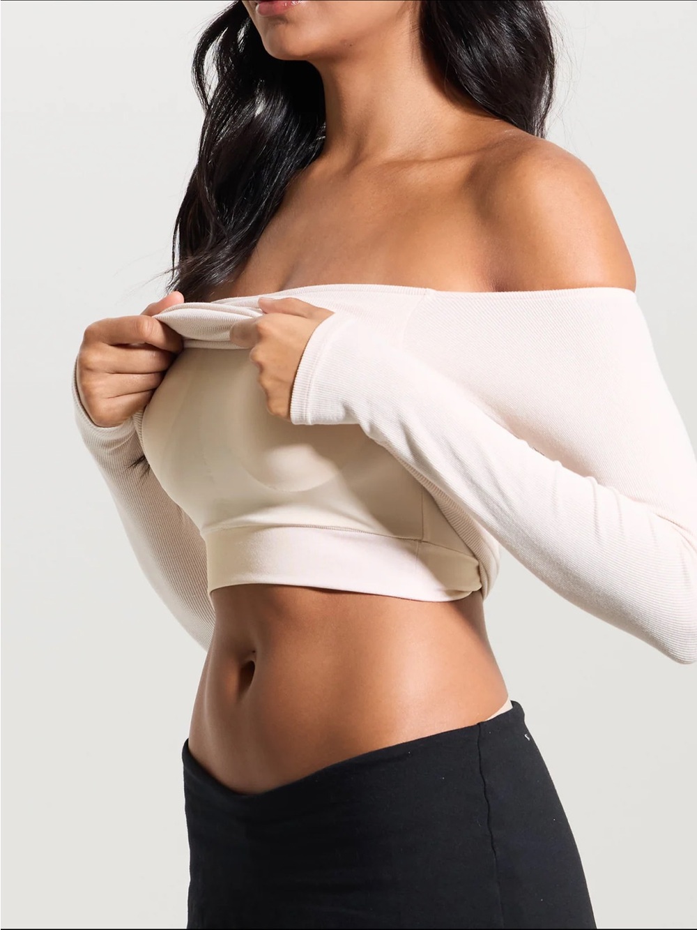 🤍 (NWT) Klassy Network • Ribbed Off-the-Shoulder Brami Top in Cream